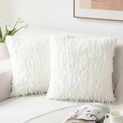 Volcanics Boho Decorative-Throw-Pillow-Covers-20x20, Soft Plush Feather Faux Fur Couch Cushion Case Fluffy Pillowcases for Home, Set of 2, White.- Commissioned earned