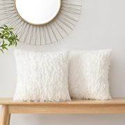 Volcanics Boho Decorative-Throw-Pillow-Covers-20x20, Soft Plush Feather Faux Fur Couch Cushion Case Fluffy Pillowcases for Home, Set of 2, White.- Commissioned earned