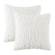 Volcanics Boho Decorative-Throw-Pillow-Covers-20x20, Soft Plush Feather Faux Fur Couch Cushion Case Fluffy Pillowcases for Home, Set of 2, White.- Commissioned earned