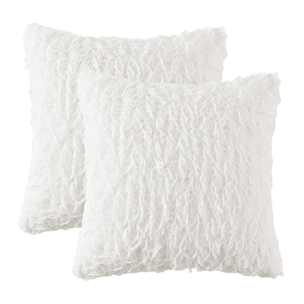 Volcanics Boho Decorative-Throw-Pillow-Covers-20x20, Soft Plush Feather Faux Fur Couch Cushion Case Fluffy Pillowcases for Home, Set of 2, White.- Commissioned earned