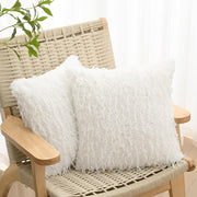 Volcanics Boho Decorative-Throw-Pillow-Covers-20x20, Soft Plush Feather Faux Fur Couch Cushion Case Fluffy Pillowcases for Home, Set of 2, White.- Commissioned earned
